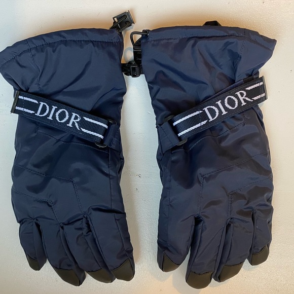 Dior Ski Gloves With 'DIOR' Band- Navy Blue and Black - Picture 1 of 6